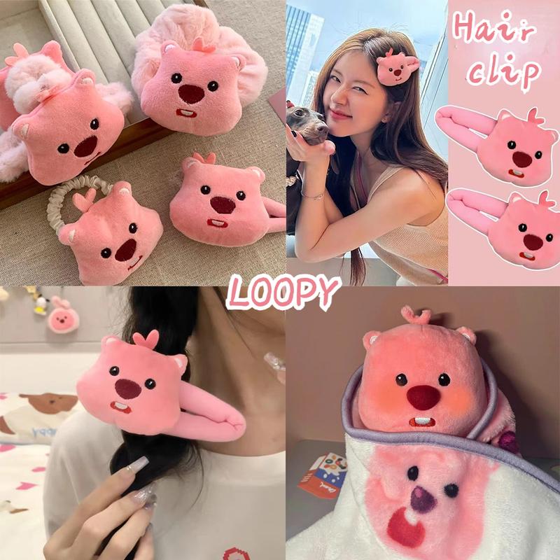 Kẹp Tóc Loopy Cho Bé Gái, Kẹp Tóc Búp Bê Dễ Thương, Buộc Tóc, Dây Buộc Tóc, Tóc Mái Gãy, Kẹp Bên Kem