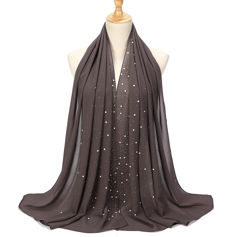 Malaysia Indonesia Pearl Chiffon material Baotou scarf rhinestone porcelain decorative fashion headscarf_voghion.com