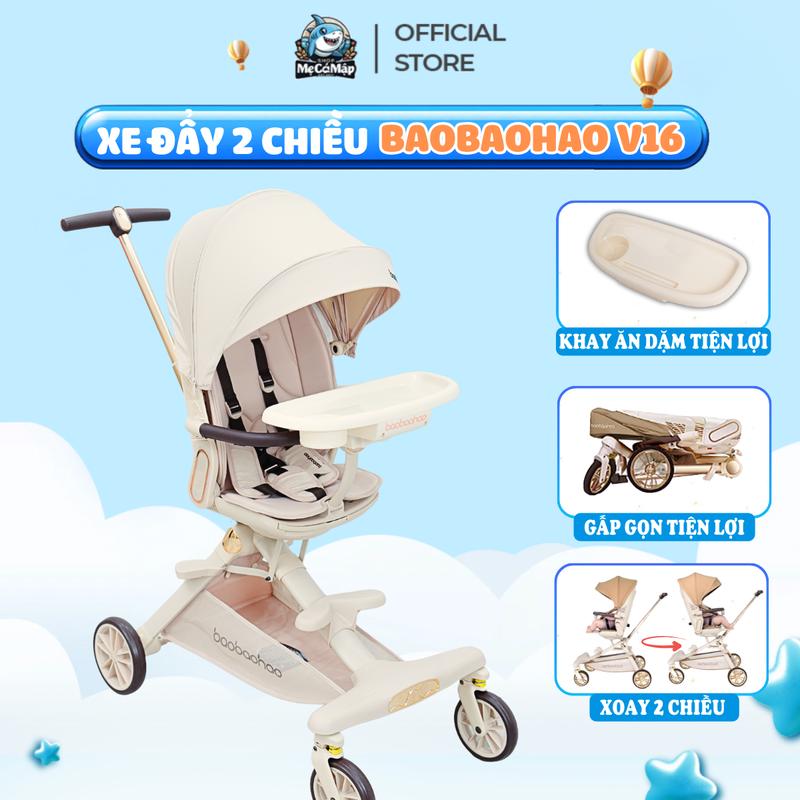 [KÈM KHAY ĂN DẶM] Xe Đẩy Baobaohao V16 Cho Bé, Xe Đẩy Gấp Gọn Hai Chiều Tiện Lợi Dễ Dàng Di Chuyển Có 3 Chế Độ Ngả Lưng