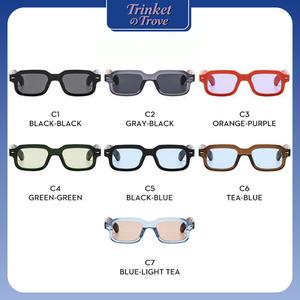 Cermin Mata Bingkai Segi Empat, Fesyen Korea dengan Rangka Besar, Lensa Jernih Merah Jambu dan Kuning, Perlindungan Cahaya Biru, Perlindungan UV, Reka Bentuk Estetik, Cermin Mata Hitam Terpolarisasi dengan Sarung untuk Lelaki/Perempuan