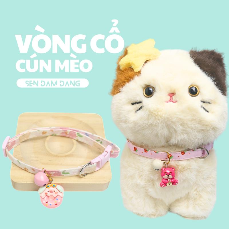 Vòng Cổ Vải Charm Có Chuông Cho Cún Mèo Dưới 5kg - Size 18-30cm
