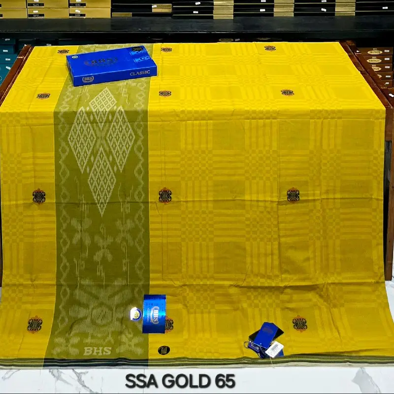 Sarung BHS Clasik SONGKET SSA/SSF/SKT RTM GOLD C45 Bahan MERSES Santri Pria Dewasa Muslim Hitam Motif SONGKET - Kain, Kombinasi 7