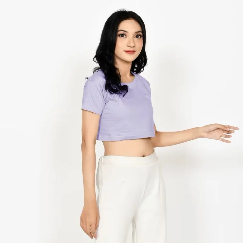 Crop Top Korean Style | Kaos Polos Crop Top Fashion Kekinian | Atasan Wanita Fashion | Baju Santai Bahan Adem | COD Bisa Bayar Ditempat Basic Tee Pendek 1
