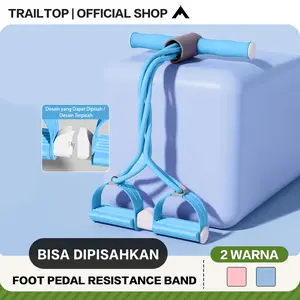 Trailtop Alat Olahraga Pull Cord - Tali Elastis 4 Lapis Kuat Pedal Kaki Dapat Dipisah Pegangan Nyaman untuk Latihan Pembakar Lemak & Perut