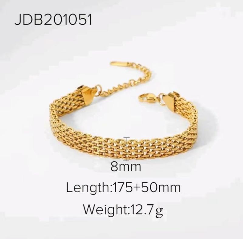 Product Introduction of Gelang Tangan Titanium Wanita Elegan Motif Tikar Anti Karat Tidak Luntur Hadiah Bracelets Aksesoris 12
