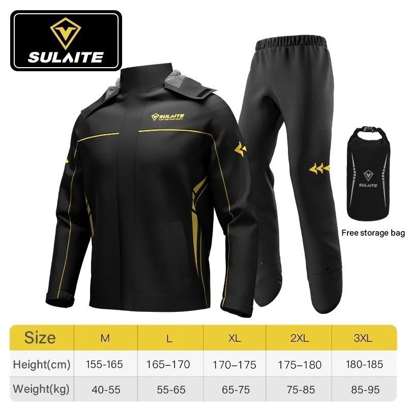 SULAITE tahan air outdoor baju hujan pria sepeda motor dan hiking berkualitas tinggi tas penyimpanan gratis ukuran M-3XL hoodie tepi olahraga baju hujan ringan lipat dengan penutup sepatu original raf jas dewasa Sport