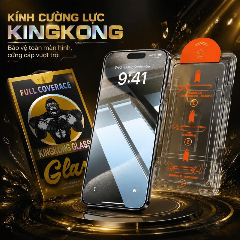 KING KONG Miếng dán màn hình Kính cường lực Full Coverage cho iPhone…
