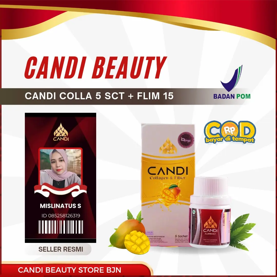 Flimbost Paket 5 Collagen & Fiber dan 15 Caps by Candi suplemen kulit