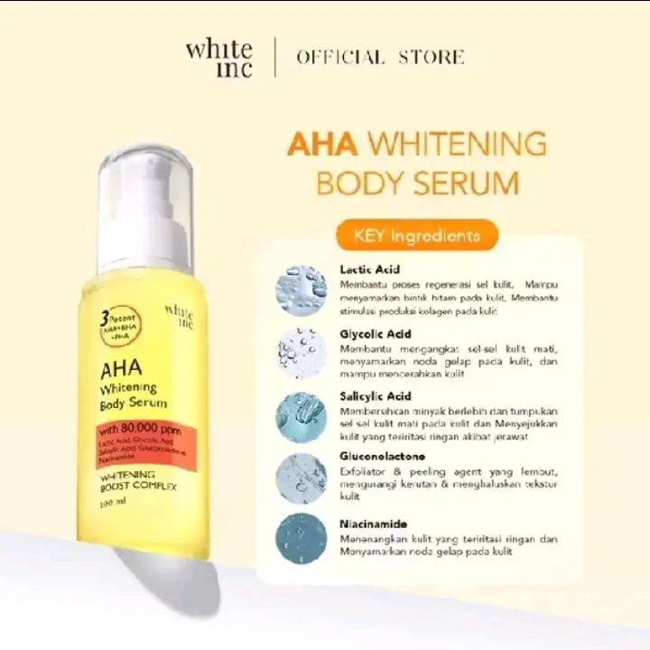 WHITE INC 3PCS AHA Body Serum to Whitening & Moisturising | Hand Body Lotion Serum Pencerah kulit melembabkan kulit Mencerahkan Melembutkan Hitam 2