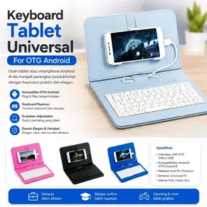 Wired Keyboard Flip Holster Case Cover Skin Protector For OTG Android Colokan Hitam