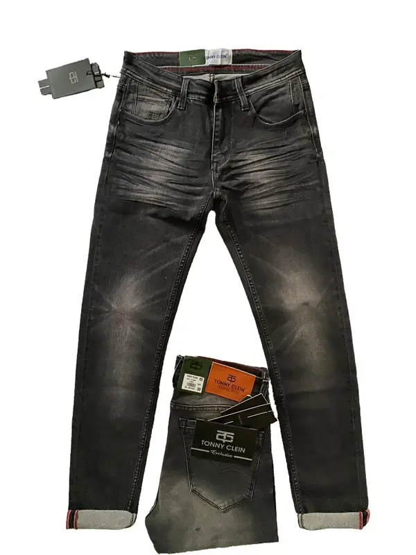 Celana Panjang Pria Tonny Clein Jeans Original Model Ringkel Stretch Skinny Warna Denim Wash Sedang Hitam 0