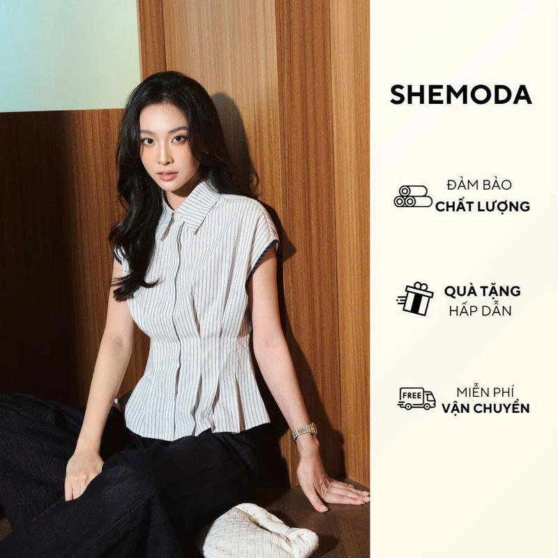 SHARP FOLD SHIRT – Áo sơ mi tay hến chiết eo độc đáo cho Nữ SHEMODA trẻ trung,…