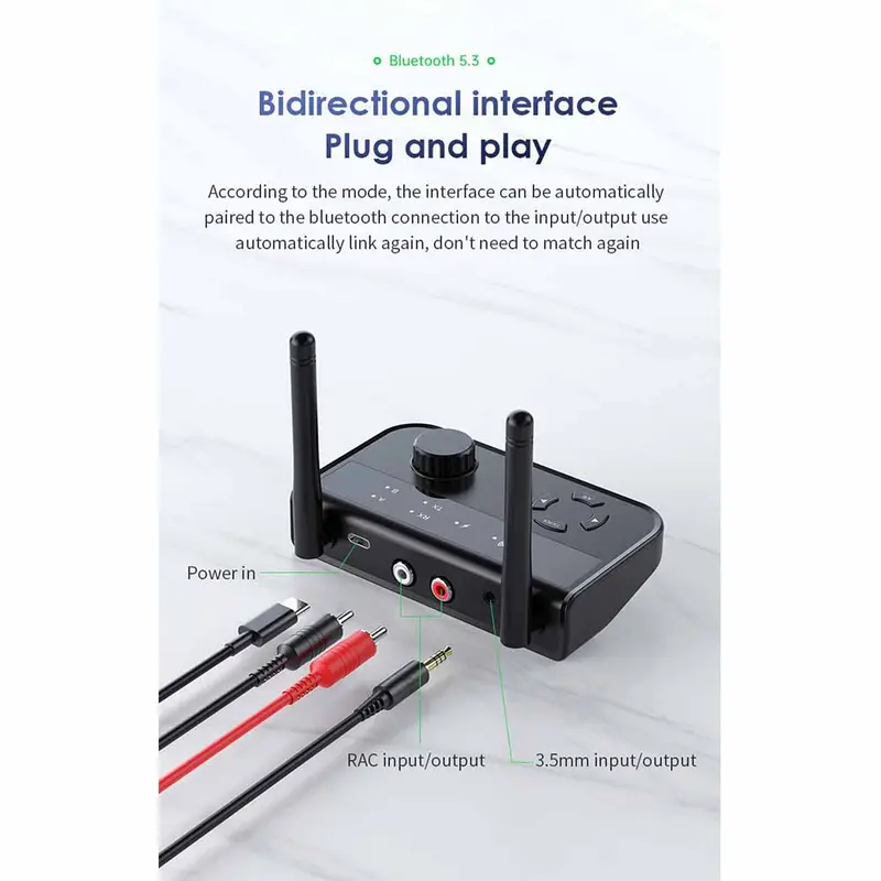 Transmitter Receiver Buetooth 5.3 TX dan RX Jangkauan 10 Meter 1