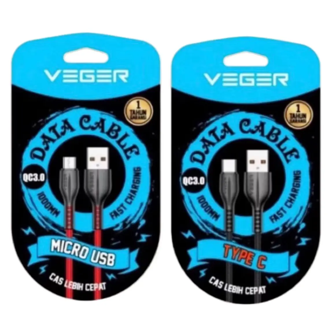 ￼ORIGINAL Kabel Data Veger VG-18 For Micro / VG-18 Type-C QC3.0 100Cm Fast Charging Cable Charger