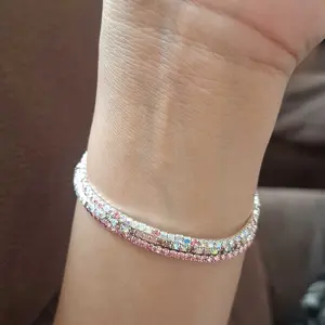 [Ada Stok !! NEW 3PCS] Random  Bracelet Gelang Memiliki Elastisitas Berwarna-Warni Zirkon Berlian Penuh Populer Eropa Dan Amerika Anti Karat Anti Perubahan Warna Cantik Bahan Aman Cewe Sama Cowo Gelang Murah 3 Pcs Stainless