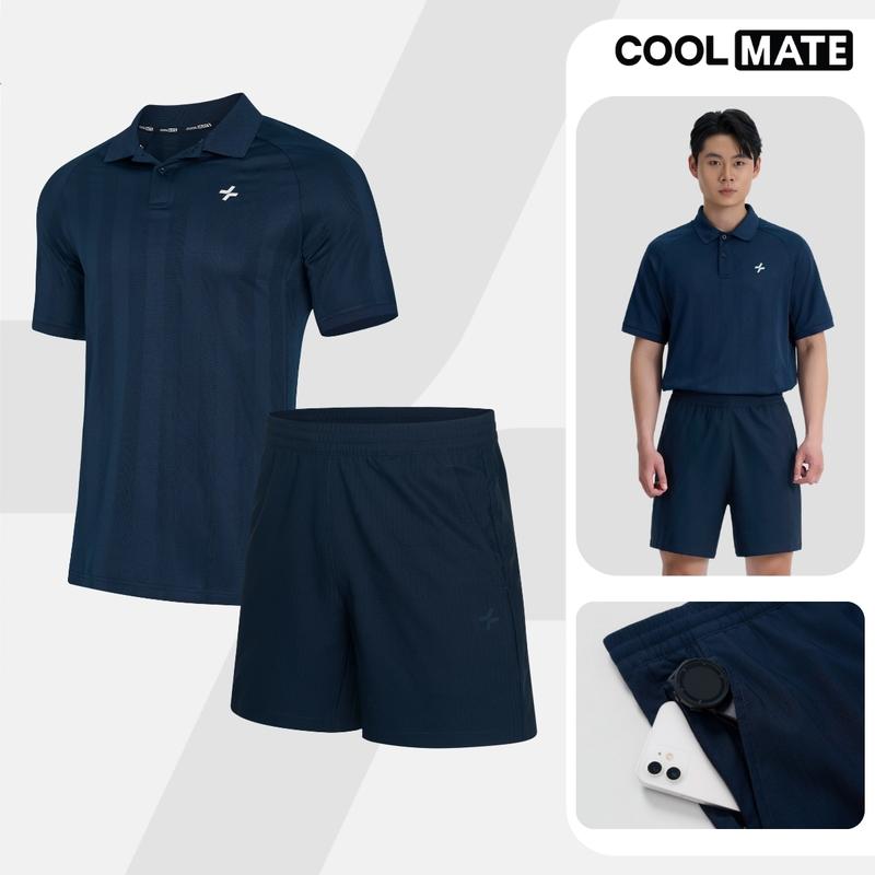 Set Áo Polo và quần shorts thể thao nam Exdry jacquard co giãn, nhanh khô, thoáng khí - Coolmate