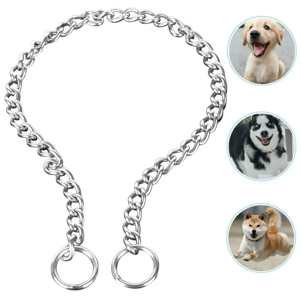 Pet Accessories Stainless Steel Non-Slip Strong Resistant Medium and Large Dogs Double Circle Cuban Chain Dog Collar
