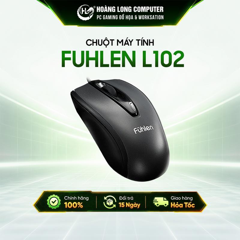 Chuột Fuhlen L102 Màu Đen (Có Dây, USB, 3 Triệu Click) Có Tem Chống Hàng Giả Bảo Hành 12 Tháng