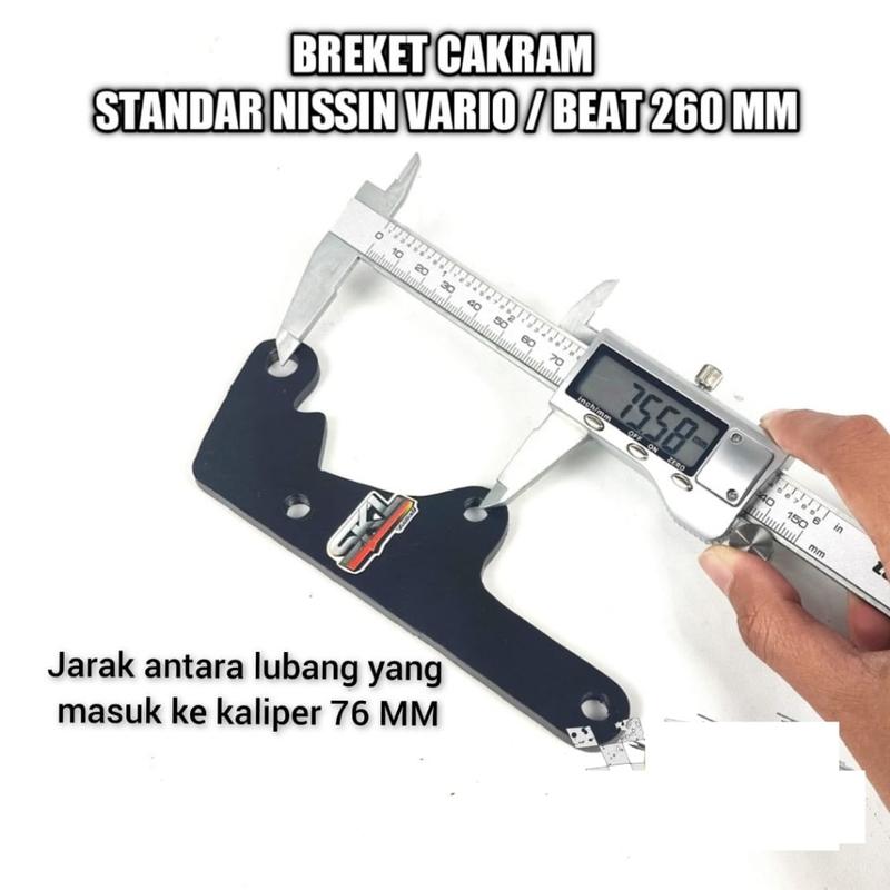 Breket Bracket Dudukan Pangkon Kaliper Piringan Disc Cakram Depan Kaliper Standar Nissin 1 Piston Vario Beat 260mm 1