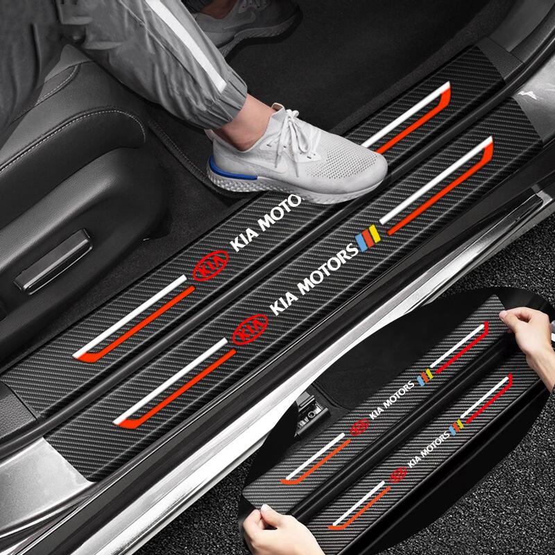 Bảo vệ miếng dán cửa ô tô bằng sợi carbon, cho KIA, miếng dán dải ngưỡng tự động, thích hợp cho Forte, Spectra, Mbang, Sportage, Picanto, RIO, Picanto, Cerato, Seltos, OPTIMA, Carnival, Sorento, phụ kiện 0