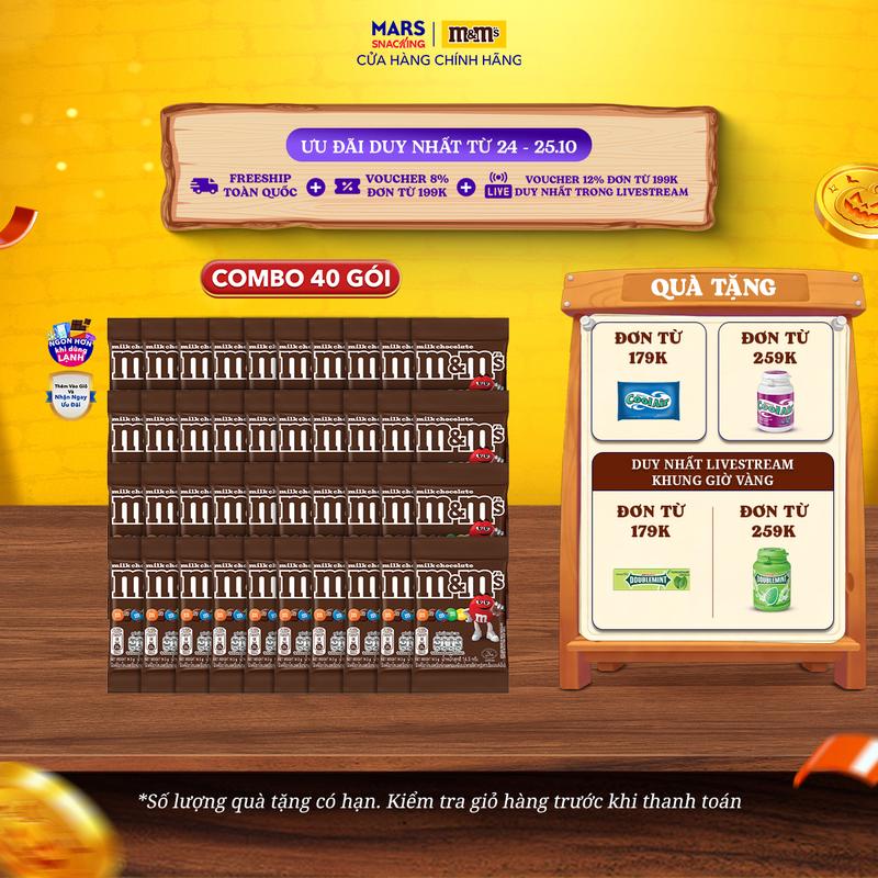 Combo 40 gói kẹo Socola sữa M&M's 14.5g