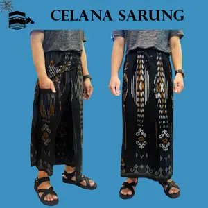 Celana Sarung Pria Dewasa Hitam Azkha Full Tertutup Perlengkapan Sholat Muslim Celana Sirwal Haji