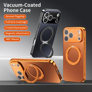 高級マット電着加工ケース iPhone 17 Pro Max/Pro/17用 磁気スタンド 磁気充電対応 保護カバー