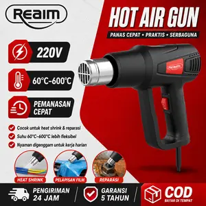 Reaim Heat Gun Air Hot Gun Panas Pemanas Segel Sticker Plastik Electric Alat Multifungsi heatgun Pemanasan Cepat 60-600℃