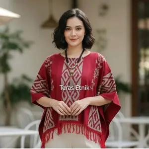 Blus Batwing Tenun Wanita Modern Bahan Asli Tenun - Atasan Wanita Casual Tenun Etnik - Baju Wanita Oversize