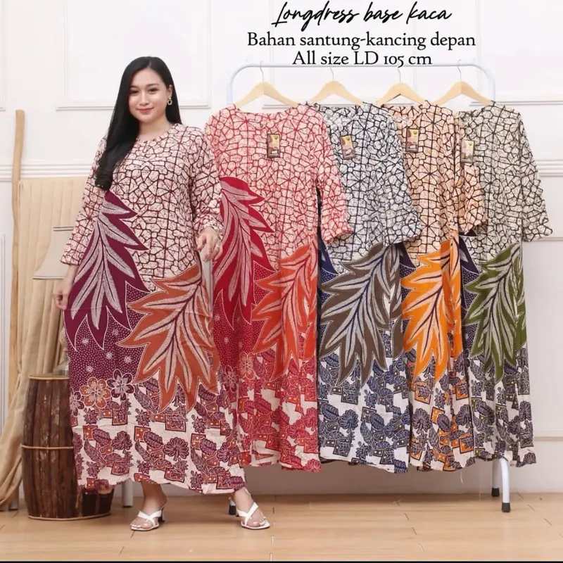 LONGDRESS BASE BATIK ETNIK 100RB/3 PCS BUSUI FRIENDLY RAYON 1