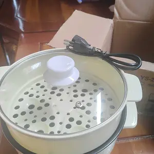 【AQUA】Panci Listrik Kapasitas 1.5L Panci Serbaguna Anti Lengket Dengan Kukusan 2 Mode Panas