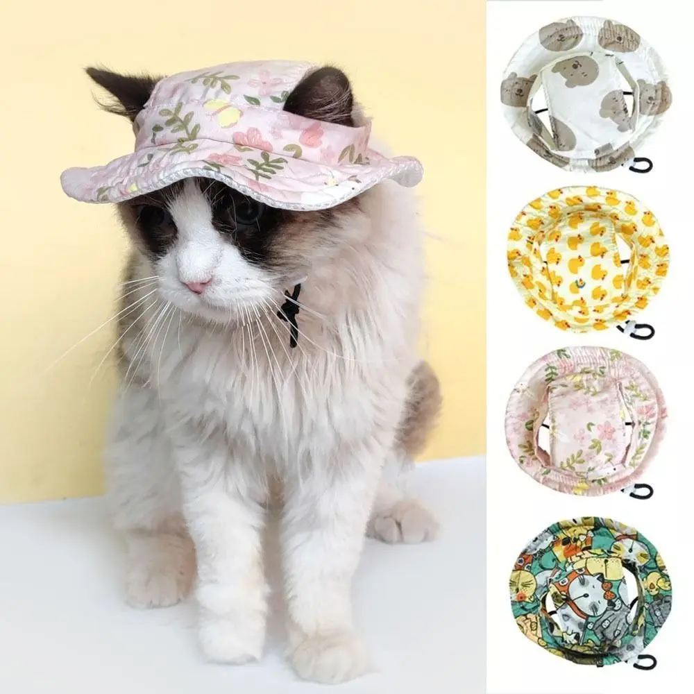 High-quality Adjustable Pet Sun Hat Breathable Cat Dog Cat Sunscreen Hat Travel Outdoor Pet Fisherman Hat