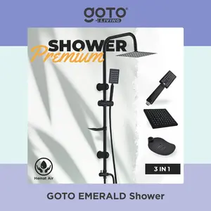 Goto [COD] Emerald Rain Shower Tiang 1 Set Sower Kamar Mandi Kotak Bulat