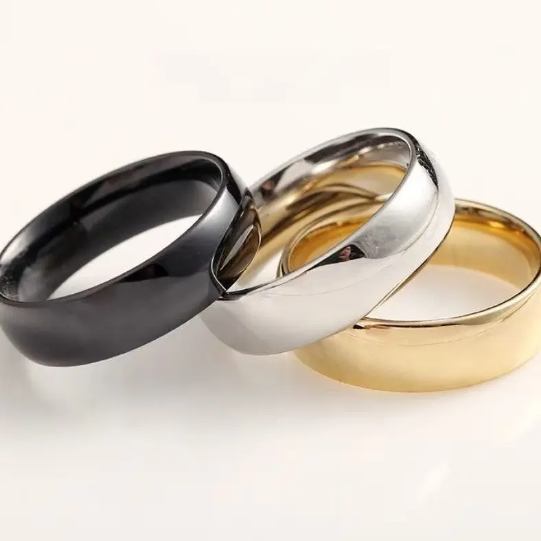 6mm Plain Curved Titanium Stainless Steel Ring Cincin
