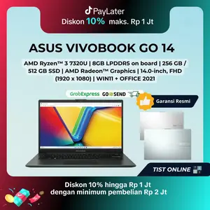 [ PROMO LIVE ] ASUS VIVOBOOK GO 14 E1404FA AMD RYZEN 3-7320U RAM 8GB LPDDR5 Storage 256GB / 512GB SSD Layar 14" FHD Windows 11+OFFICE 2024 GARANSI RESMI Green Grey Silver Black