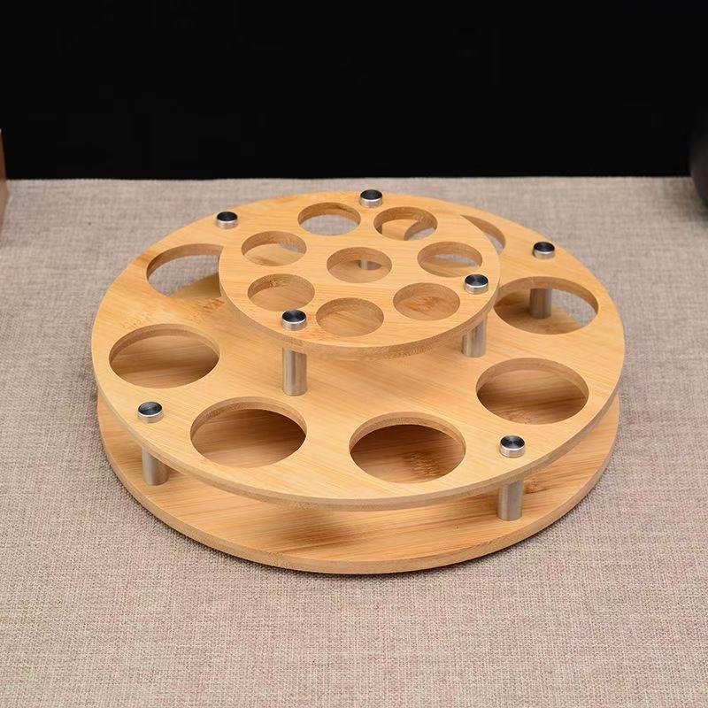 Product Introduction of High-end household pallet bamboo rack bar counter white wine glass wine dispenser storage rack liquor cup round mouth cup holder rack Utensils Bottles 4