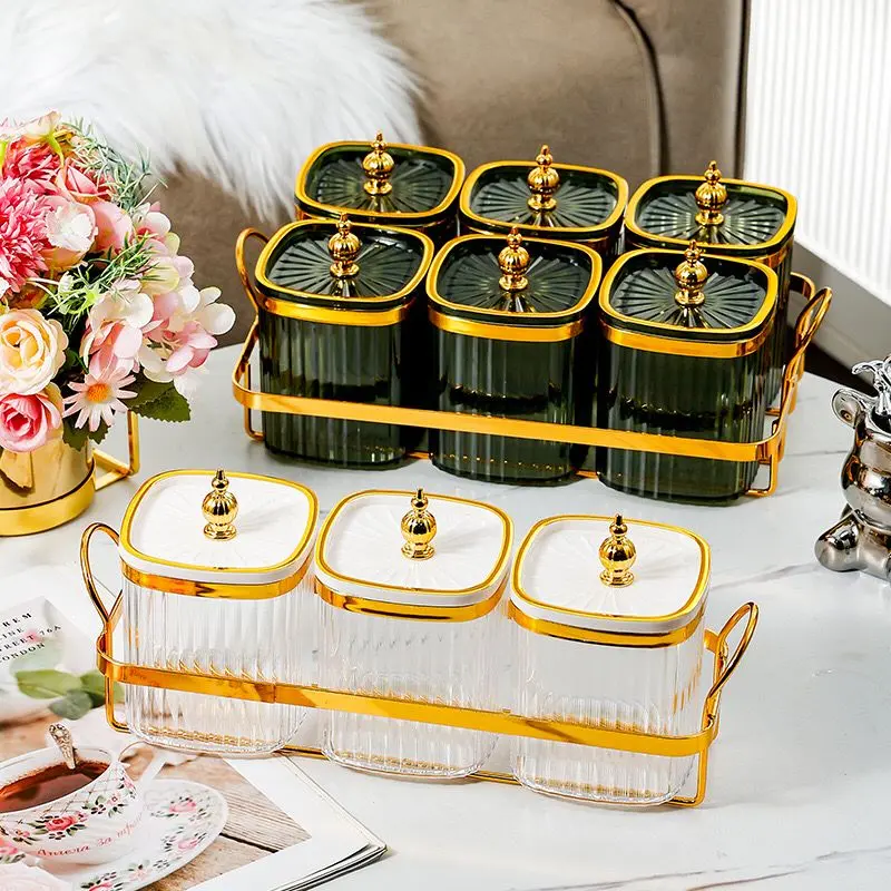 [MS] Toples Permen Toples Kue Toples Bumbu Toples Serbaguna dengan Tatakan Gold Besi 1