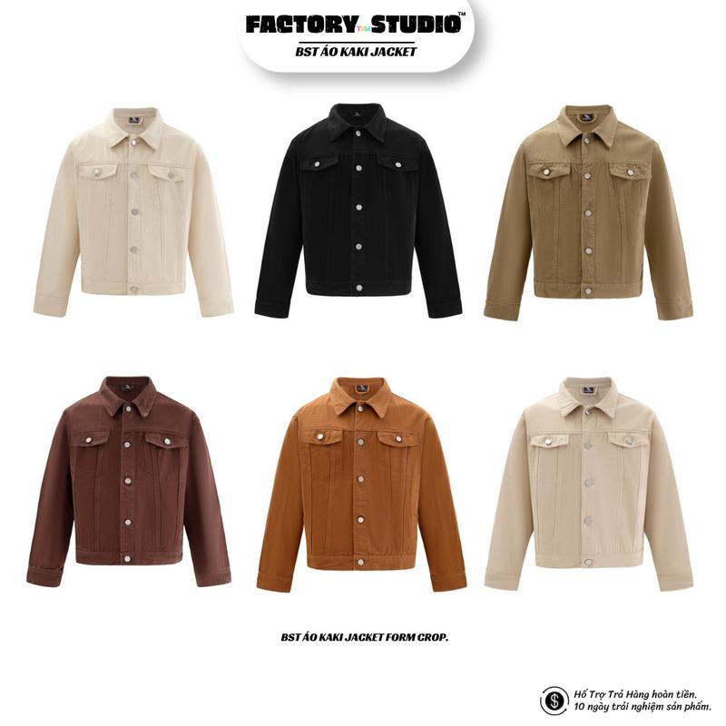 Áo Khoác Kaki Jacket Trơn Nam Nữ Nhiều Phối Màu. Chất Liệu Cotton Dày Dặn. From Crop Fix Tôn Dáng. Phong Cách Trẻ Trung Năng Động.