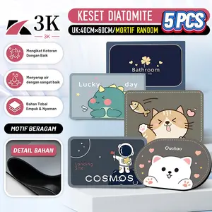 (3K Surabaya) PAKET 5PCS Keset Diatomite Anti Slip Kotak & Oval 40x60CM Motif Random