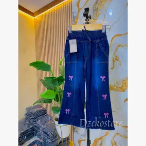 Celana Cutbray Anak Premium Import Korea Motif Love Usia 3-10 Tahun Jeanswash Fashion Keren Perempuan