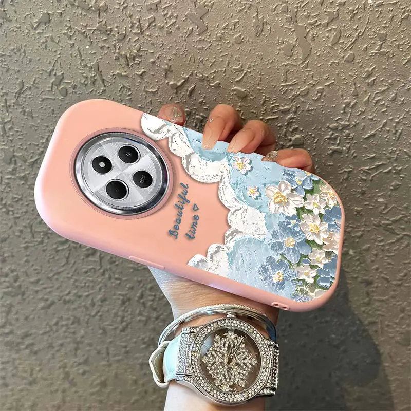Untuk Xiaomi Redmi 14C Casing tebal anti jatuh Cincin kamera logam Casing Modis Tahan lama 14C Casing anti sidik jari Casing silikon Casing HP wanita Casing minimalis Fashion