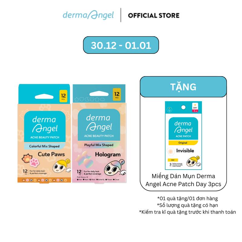 Combo Miếng Dán Mụn Derma Angel Acne Beauty Patch - Cute Paws & Perfect Coverage 12