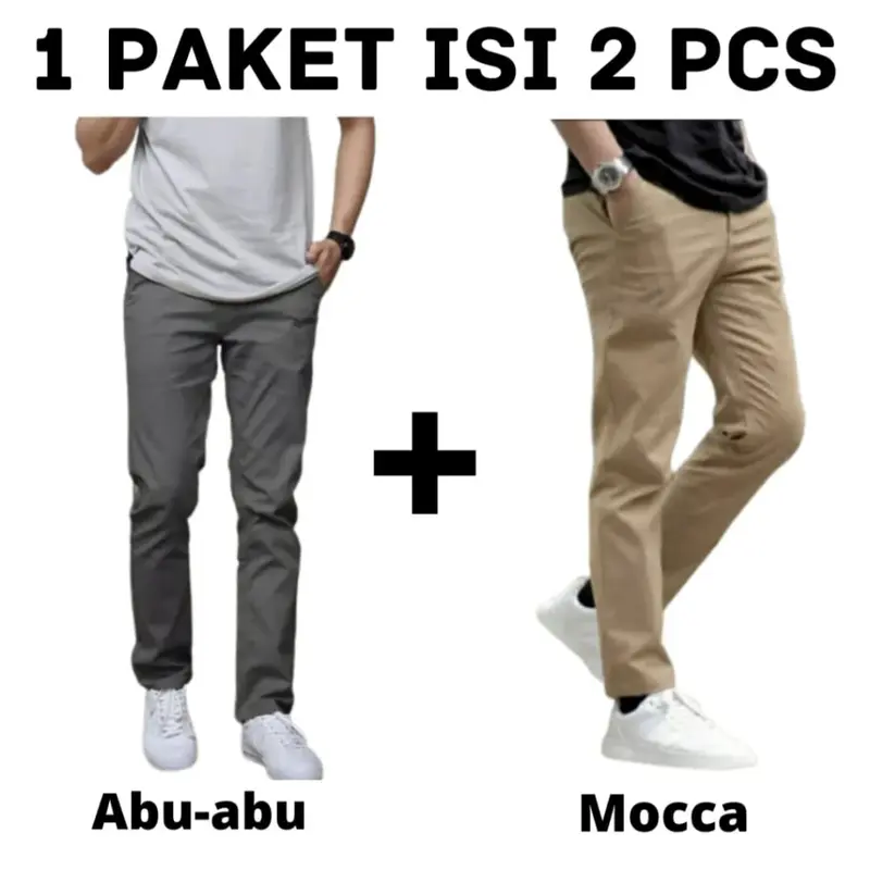 PROMO 2PCS 90RIBU CELANA CHINO PANJANG SLIM FIT BAHAN COMBED MELAR PRIA DEWASA 4