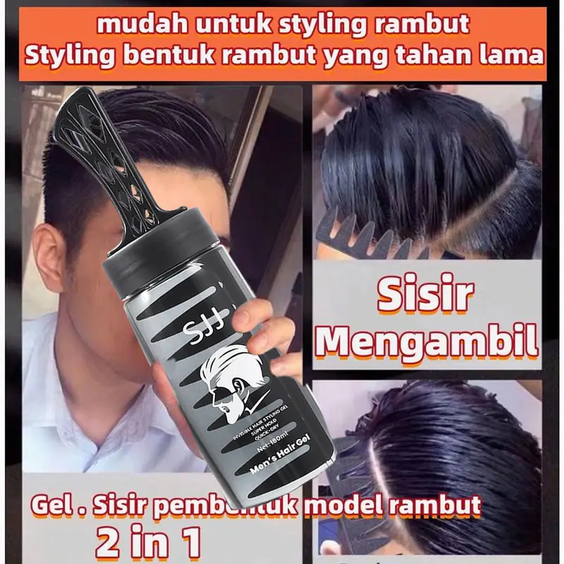 SJJ Minyak Rambut Pria Hair Styling Gel Hair Spray Gel Rambut Sisir Penata Tahan Lama Tidak Lengket Garansi Asli Quick Dry Water Base 180ml 1
