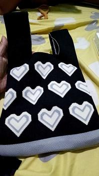 Product Review of Knit knot bag korea premium Tote bag rajut kekinian motif garis hitam Tas wanita mini fashion Totebag kecil cantik Top handle bag trend Thailand import termurah from d**🌹 0