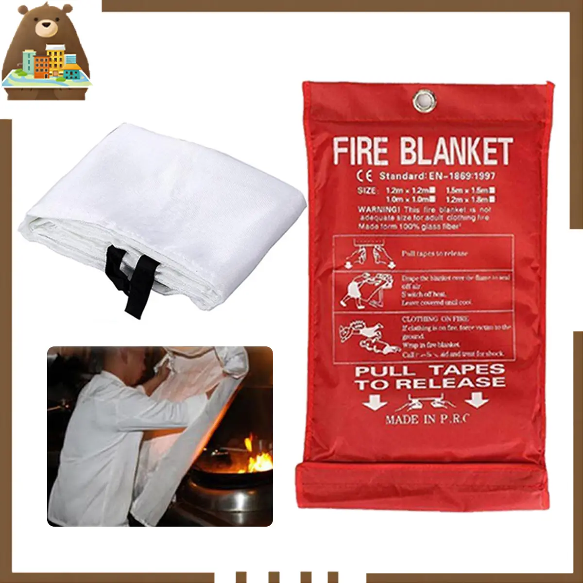 Fire Blanket Roll Pelindung Api Selimut Anti Api Fiberglass Flame Shelter Cover Safety Protector