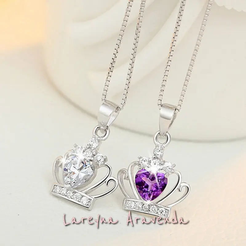 Kalung Titanium Wanita + Liontin Eternal Crown Crystal KL047 2