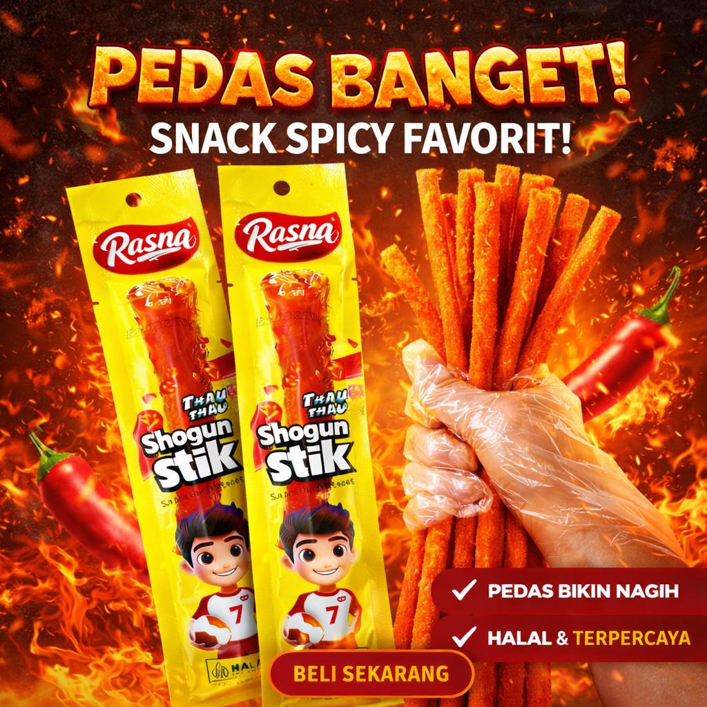 【1 kotak】Rasna Shogun Stik pedas  Keripik Kentang Pedas Halal bentukpanjang Makanan ringan lezat
