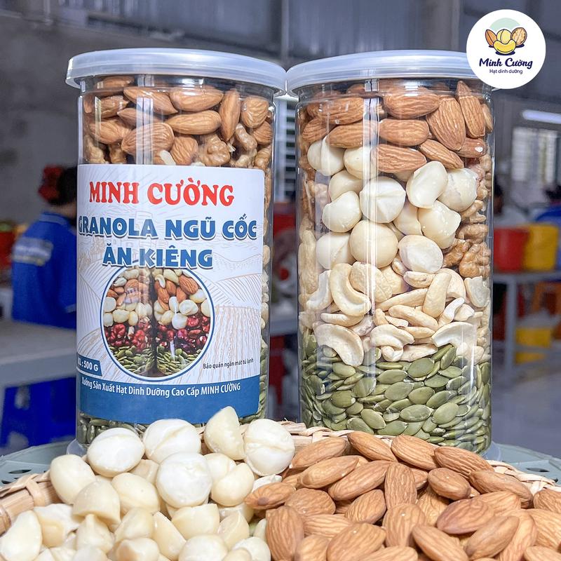 Hạt Mix dinh dưỡng ngũ cốc 5 loại hạt cao cấp 500g - Hạt nhà Minh Cường - Food, Thức Ăn granola Snack