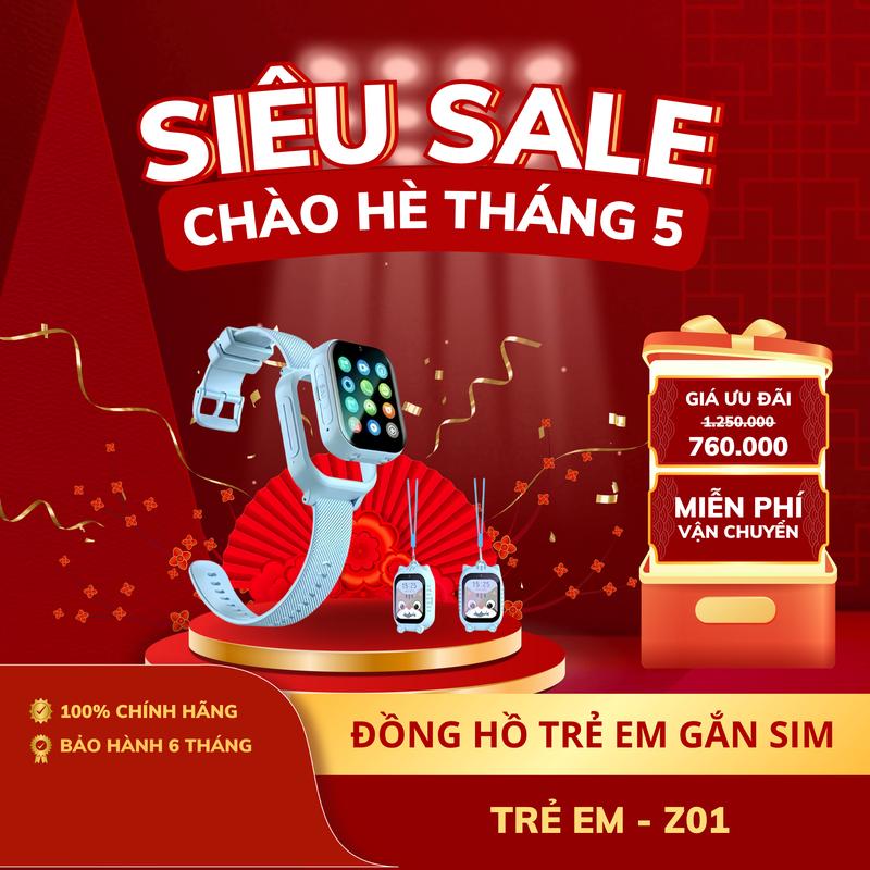 Đồng Hồ Thông Minh Trẻ Em Z01-W001, Gọi Video, Chống Nước IP 67, Chỉ Đường Và Định Vị, Tin Nhắn Thoại, SOS ( Lắp Sim 3,4,5G )
